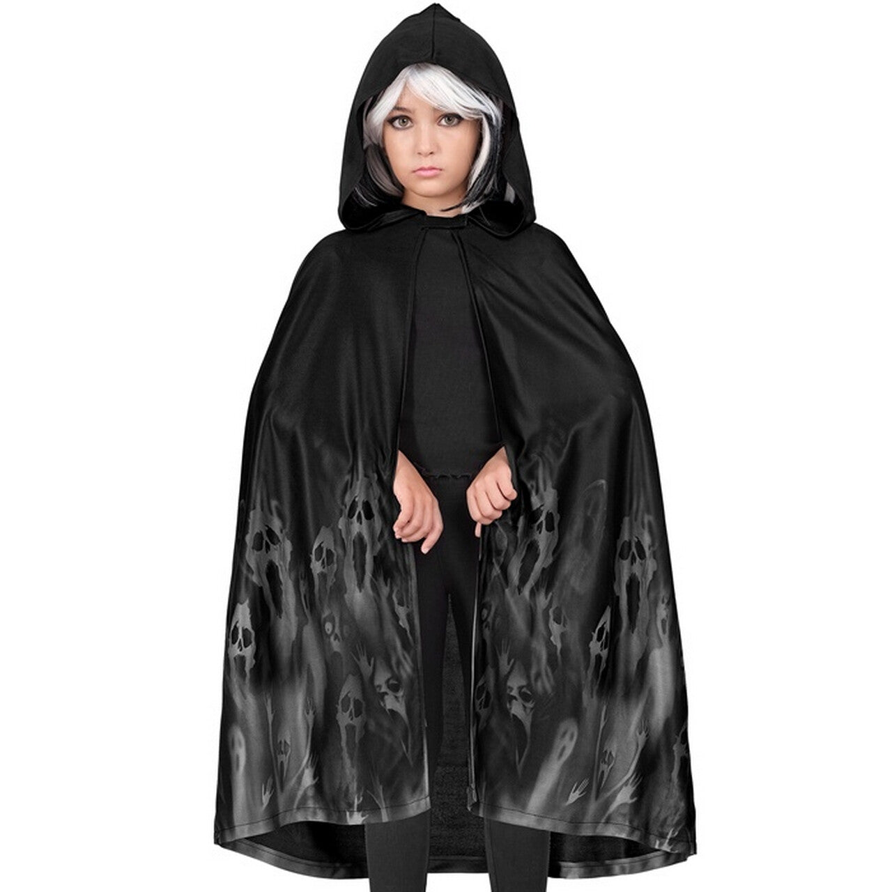 Op deze afbeelding zie je een Kostuums, van het merk Widmann. Zwarte Cape Screaming Gouls 90 Centimeter Kind Kostuum