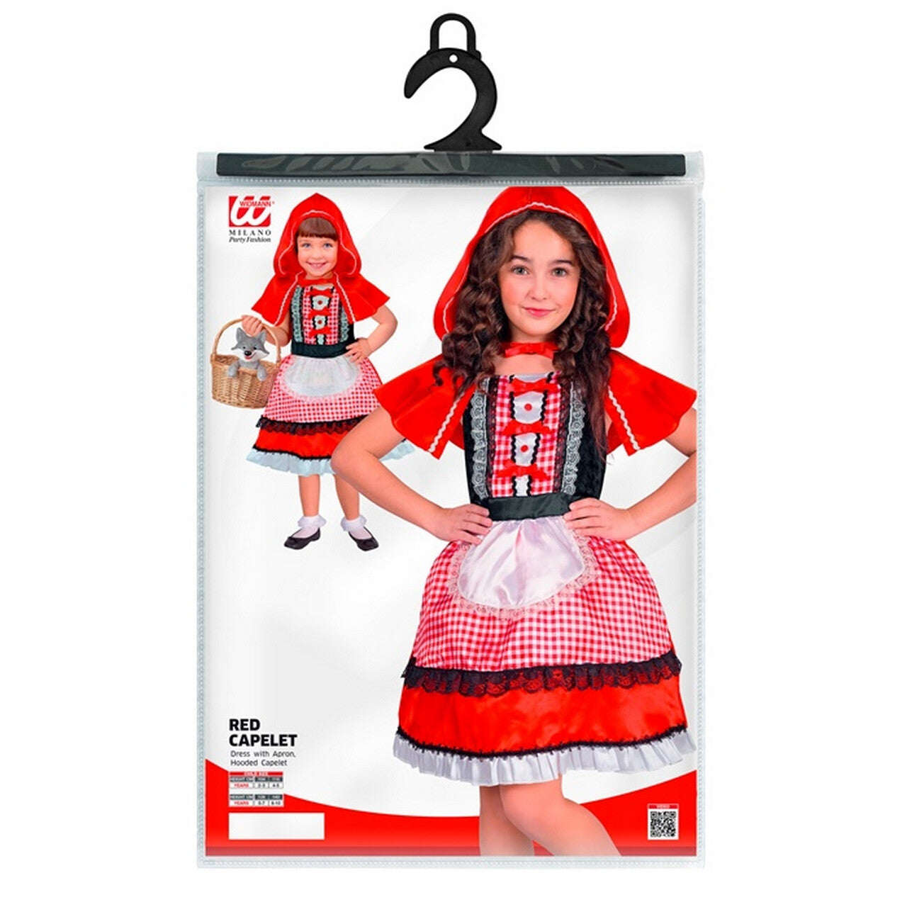 Op deze afbeelding zie je een Kostuums, van het merk Widmann. Enorm Schattig Roodkapje Meisje Kostuum