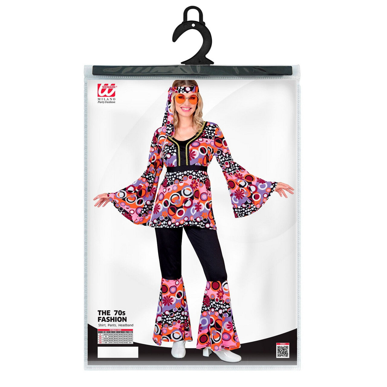Op deze afbeelding zie je een Kostuums, van het merk Widmann. Groovy Bubbles Jaren 70 Style Roze Vrouw Kostuum