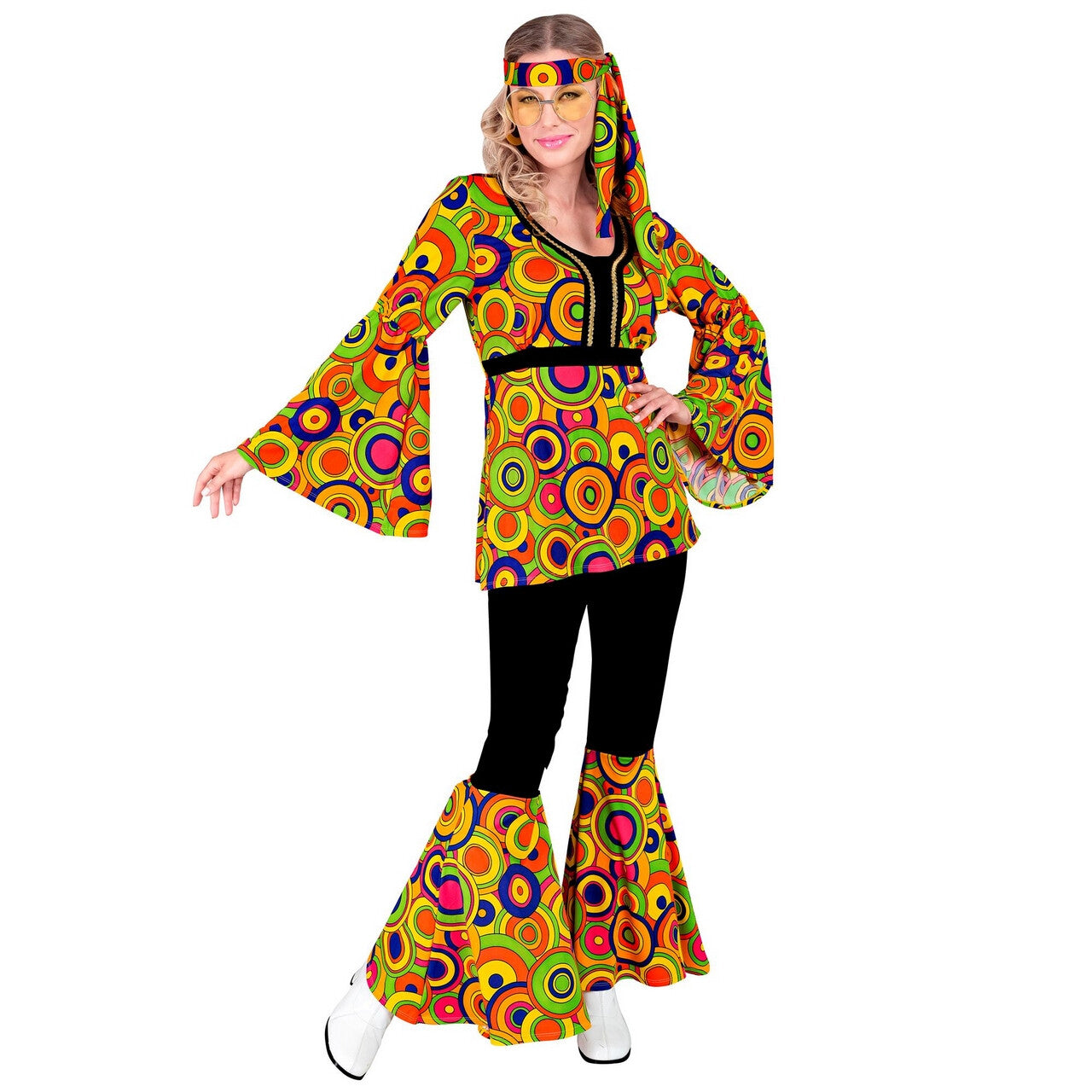 Op deze afbeelding zie je een Kostuums, van het merk Widmann. Dance In Circles Jaren 70 Style Vrouw Kostuum