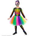 Farbenfrohes Neon-Skelett Kostüm für Mädchen
