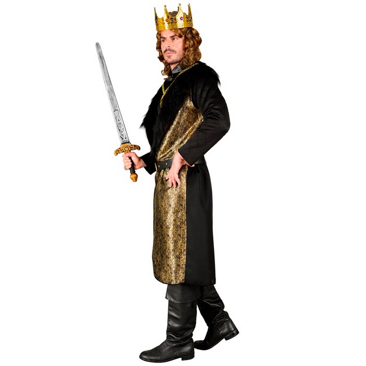 Op deze afbeelding zie je een Kostuums, van het merk Widmann. Middeleeuwse Koning Richard Gold Man Kostuum