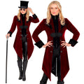Eleganter Gothic-Frack Aus Bordeaux-Samt Damenkostüm