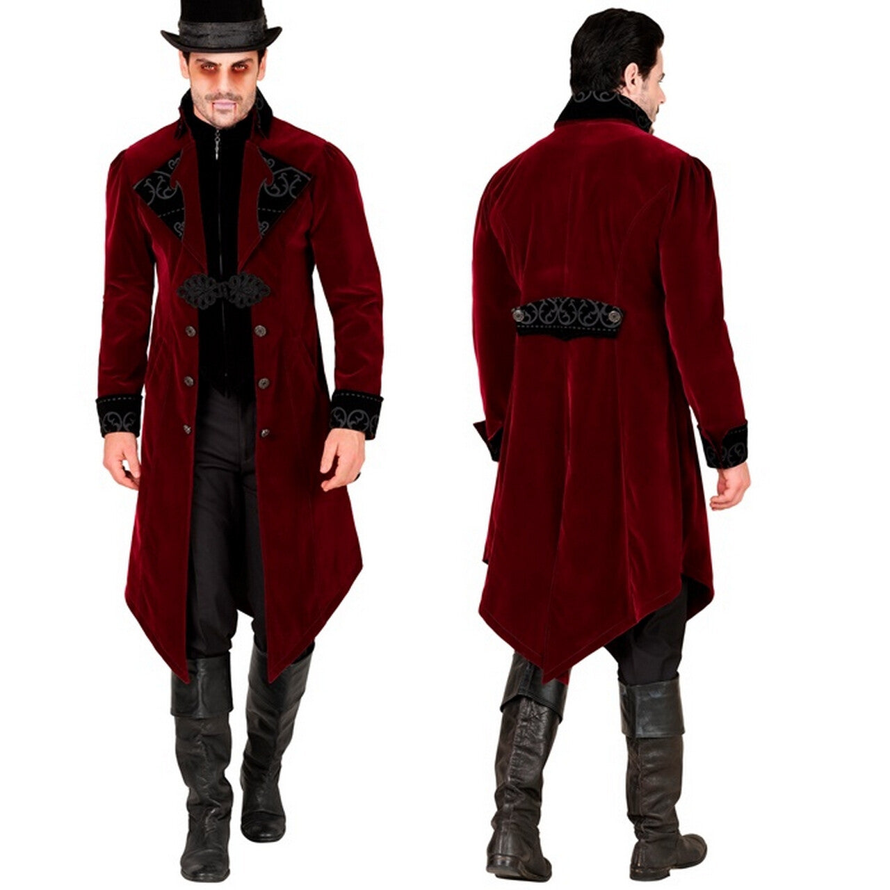 Op deze afbeelding zie je een Kostuums, van het merk Widmann. Fluwelen Jas Bordeaux Graaf Gothic Man Kostuum