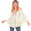 Boho Hippie Bluse Weiß Damen