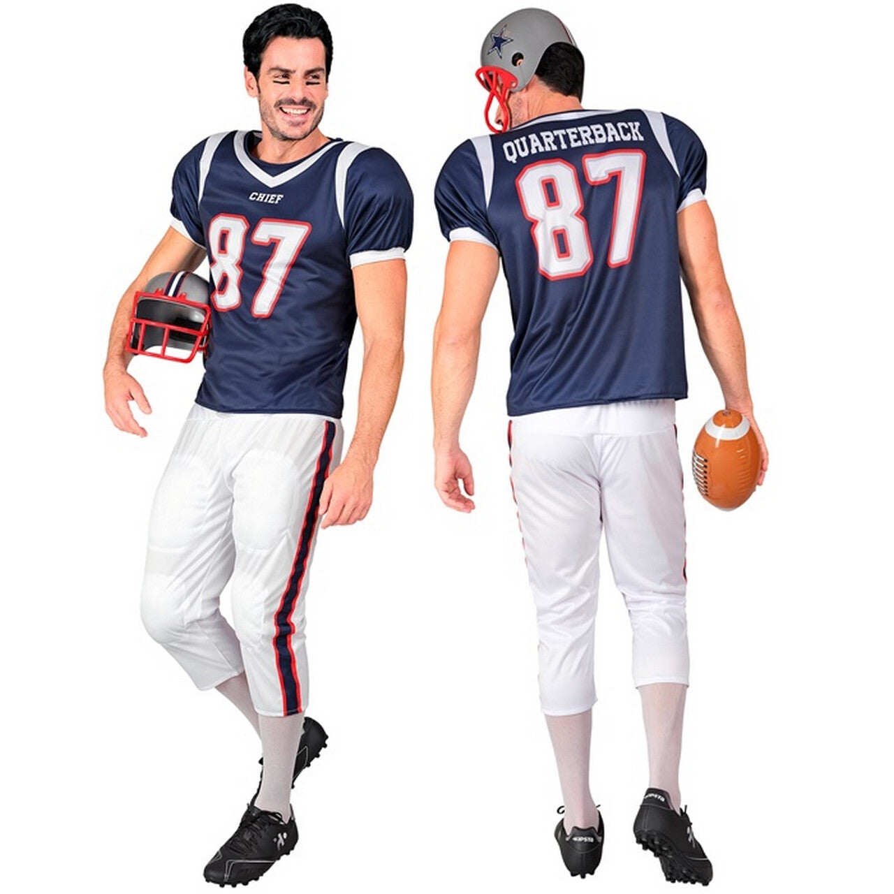 Op deze afbeelding zie je een Kostuums, van het merk Widmann. Quarterback Chief American Football Man Kostuum