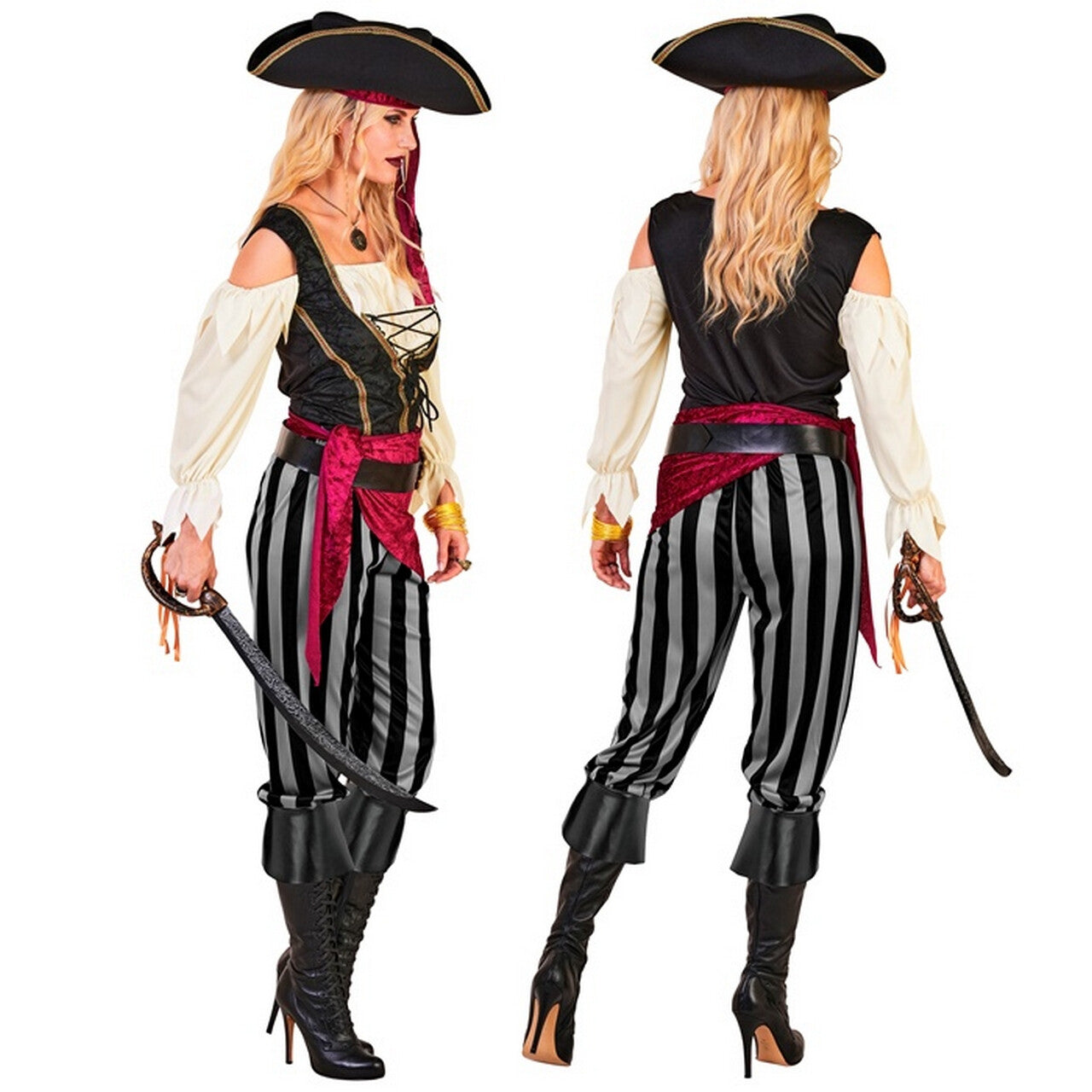 Op deze afbeelding zie je een Kostuums, van het merk Widmann. Beruchte Pirate Schatroof Vrouw Kostuum