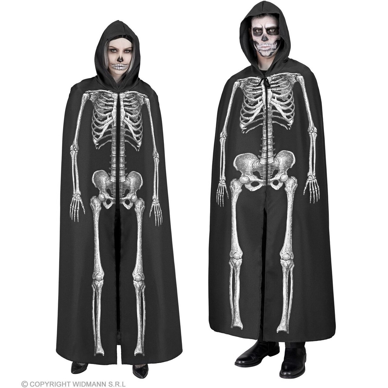 Op deze afbeelding zie je een Kostuums, van het merk Widmann. Enorm Lange Skelet Cape Met Kap