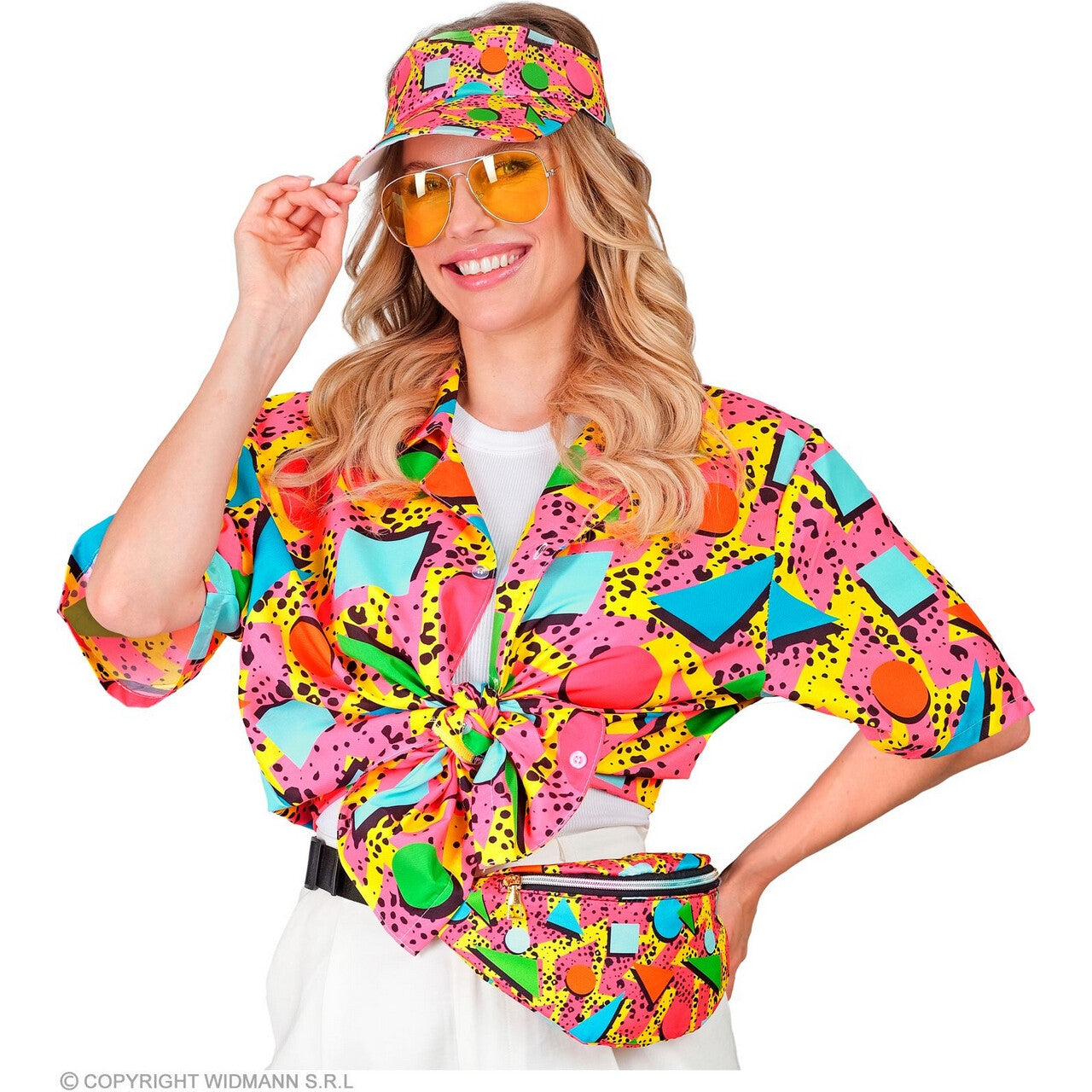 Op deze afbeelding zie je een Kostuums, van het merk Widmann. 80s Shirt Funky Festival Multicolour