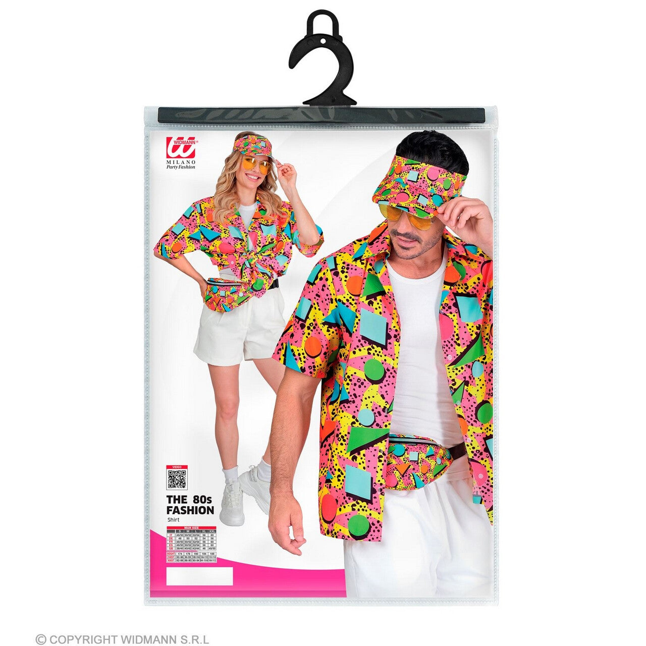 Op deze afbeelding zie je een Kostuums, van het merk Widmann. 80s Shirt Funky Festival Multicolour