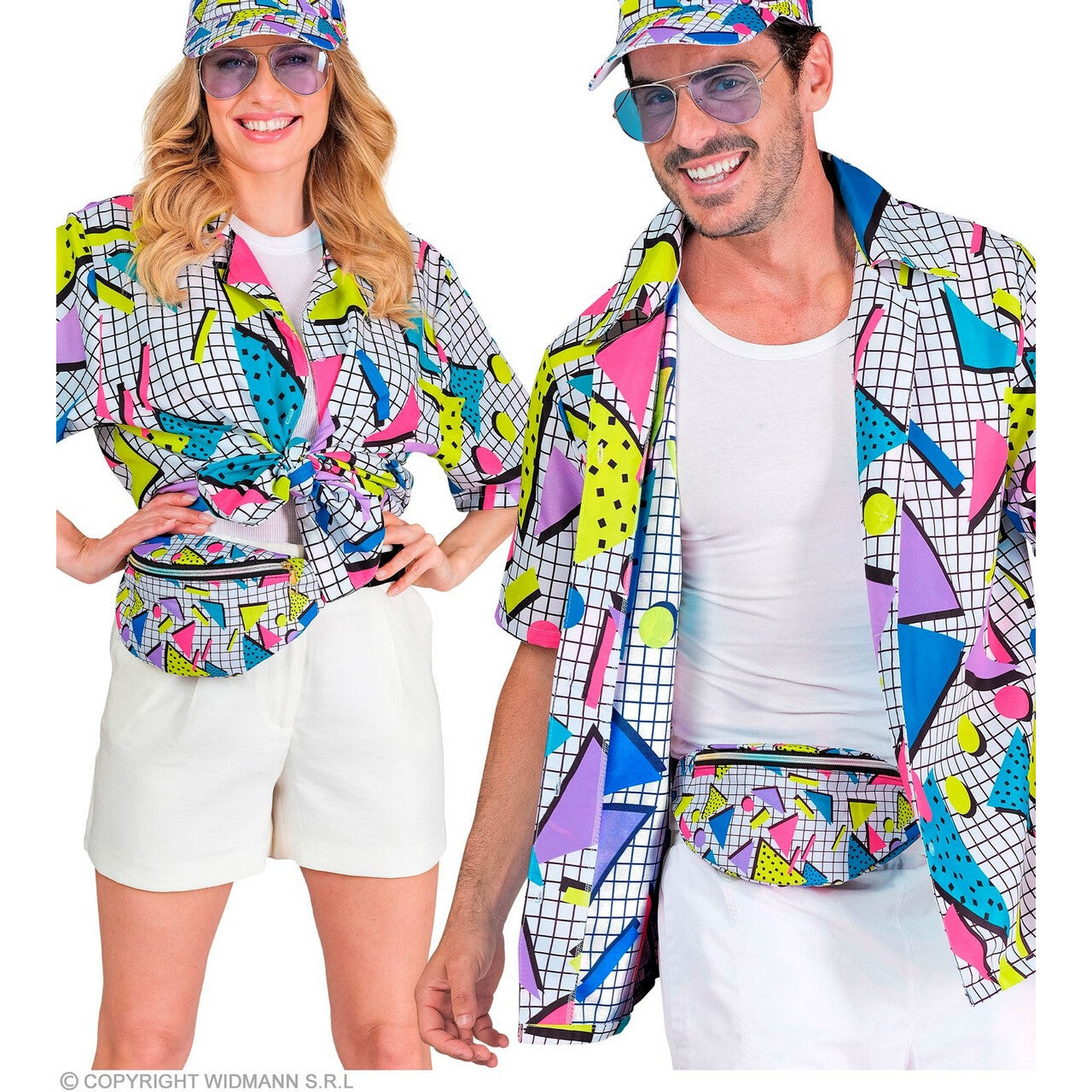Op deze afbeelding zie je een Kostuums, van het merk Widmann. 80s Shirt Funky Fashion