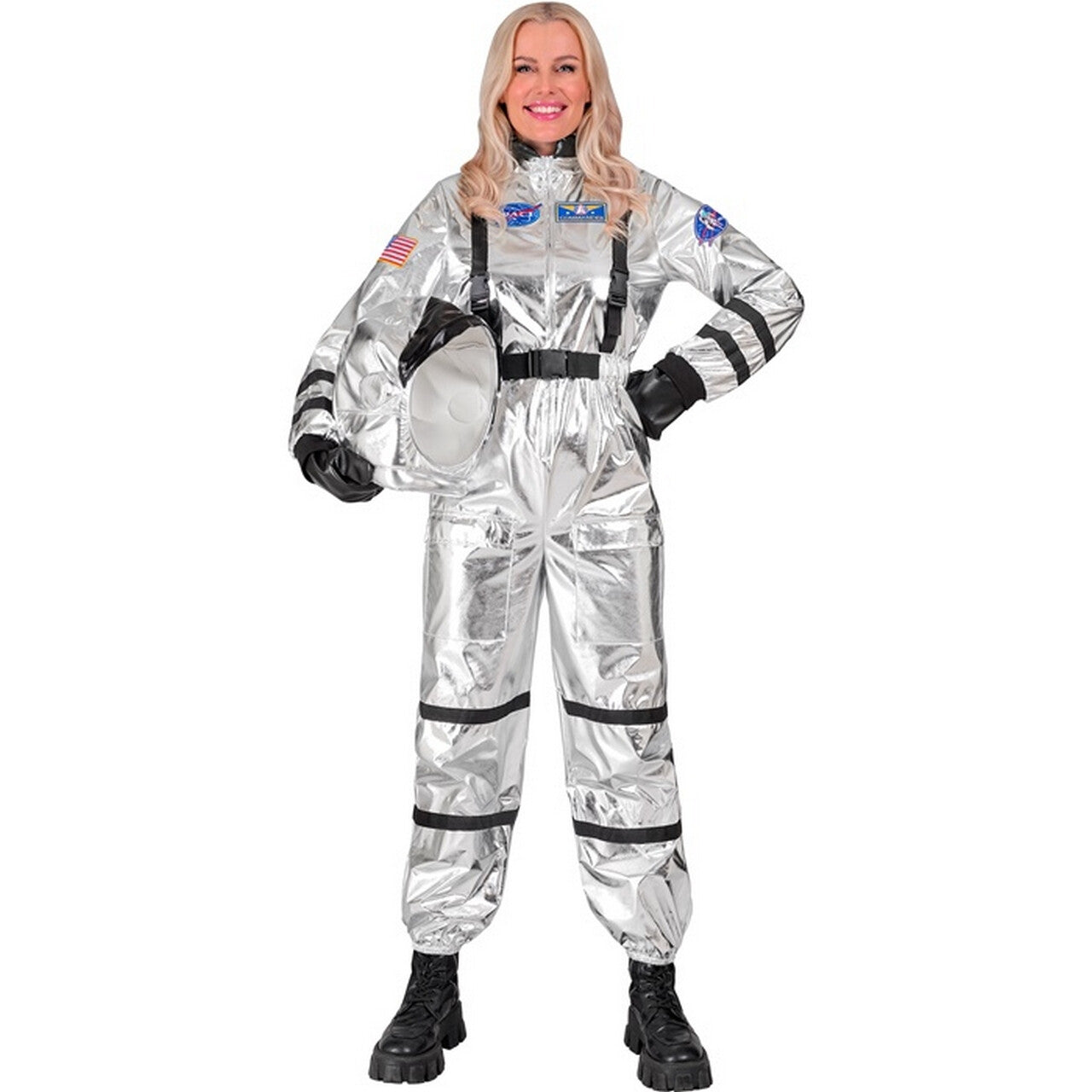 Op deze afbeelding zie je een Kostuums, van het merk Widmann. Astronaut Silver Moon Vrouw Kostuum