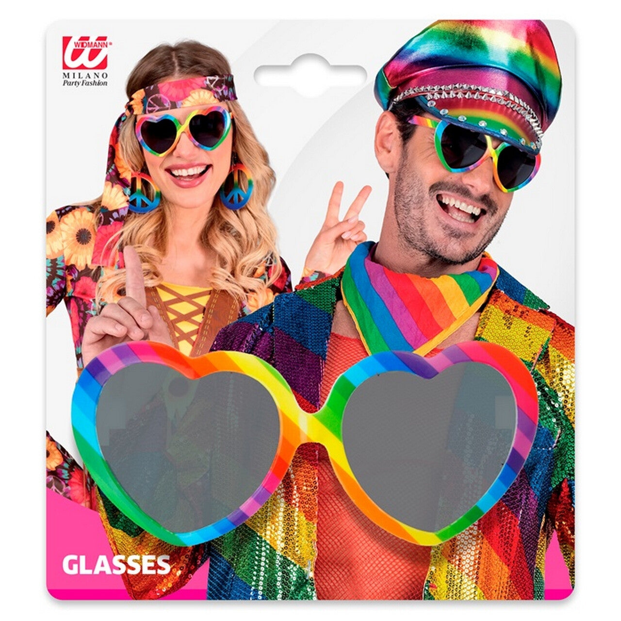 Op deze afbeelding zie je een Accessoires, van het merk Widmann. Rainbow Love Bril