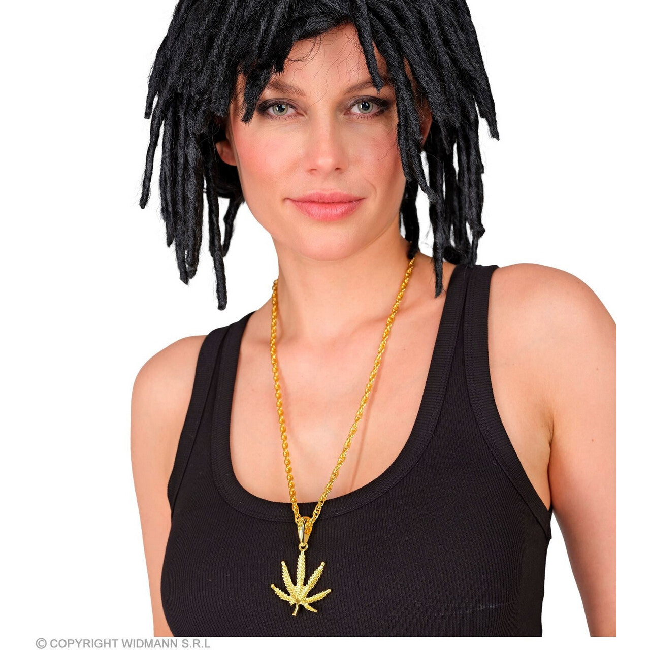 Op deze afbeelding zie je een Accessoires, van het merk Widmann. Ketting Marihuana Goud 65 Cm