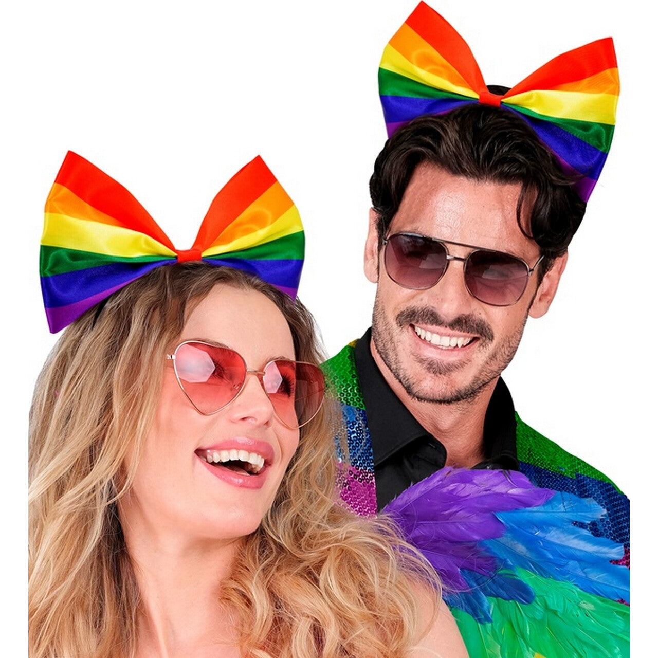 Op deze afbeelding zie je een Accessoires, van het merk Widmann. Hoofdband Met Regenboog Strik Jojo