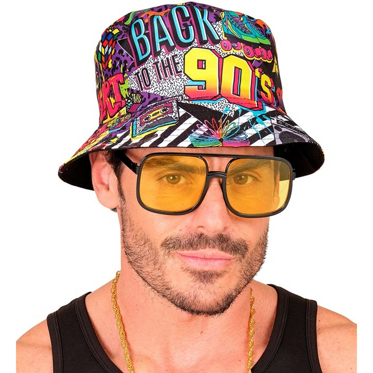 Op deze afbeelding zie je een Accessoires, van het merk Widmann. Bucket Hat Back To The 90s
