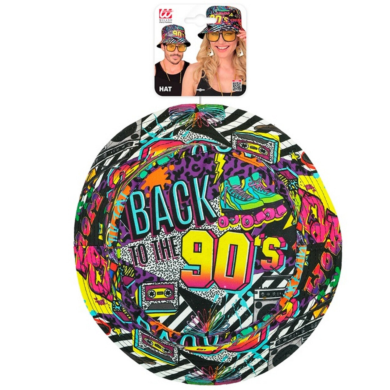 Op deze afbeelding zie je een Accessoires, van het merk Widmann. Bucket Hat Back To The 90s