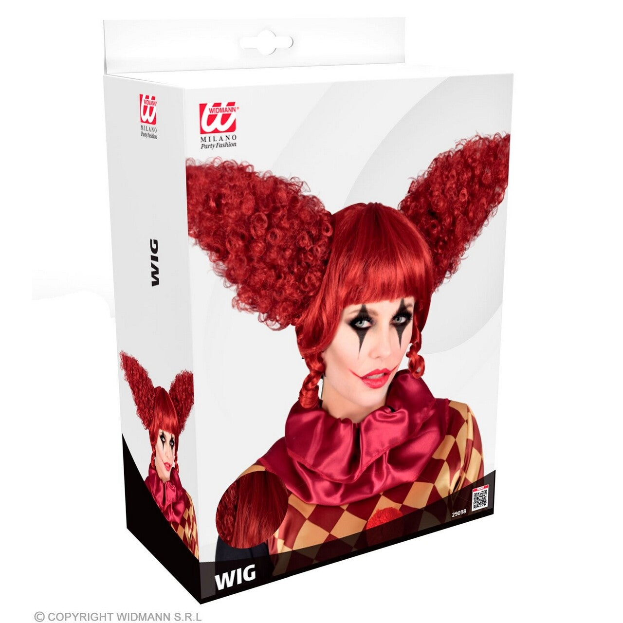Op deze afbeelding zie je een Accessoires, van het merk Widmann. Pruik Enge Psycho Clown Rood