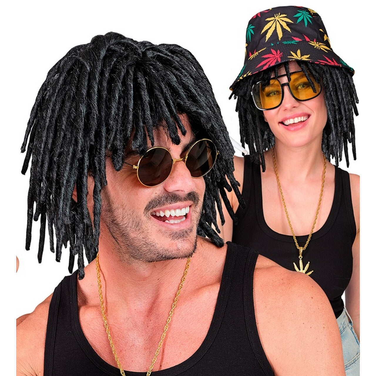 Op deze afbeelding zie je een Accessoires, van het merk Widmann. Rasta Pruik Ruud