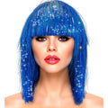 Blaue Disco Bob Perücke Lang