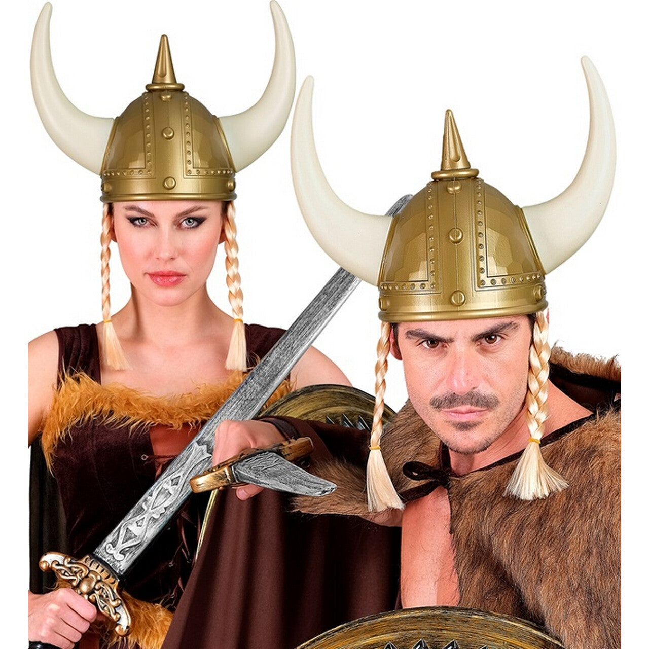 Op deze afbeelding zie je een Accessoires, van het merk Widmann. Viking Helm Met Hoorns En Vlechten