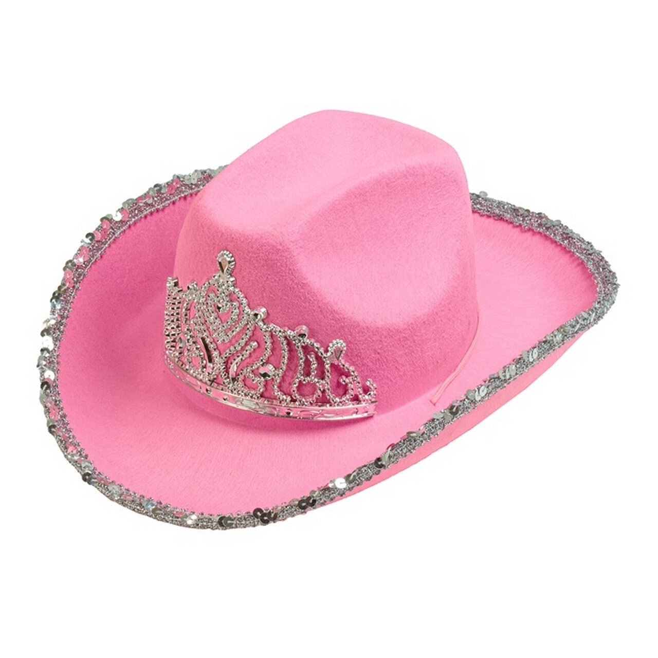 Op deze afbeelding zie je een Accessoires, van het merk Widmann. Glam Cowboy Hoed Roze Met Zilver
