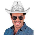Glam Cowboyhut Weiß Mit Silber