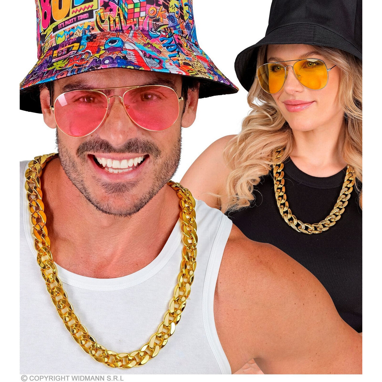 Op deze afbeelding zie je een Accessoires, van het merk Widmann. Dikke Vette Schakel Ketting Goud