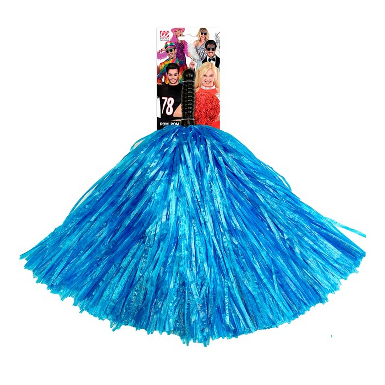 Op deze afbeelding zie je een Accessoires, van het merk Widmann. Cheerleader Pom Pom Blauw 1 Stuk