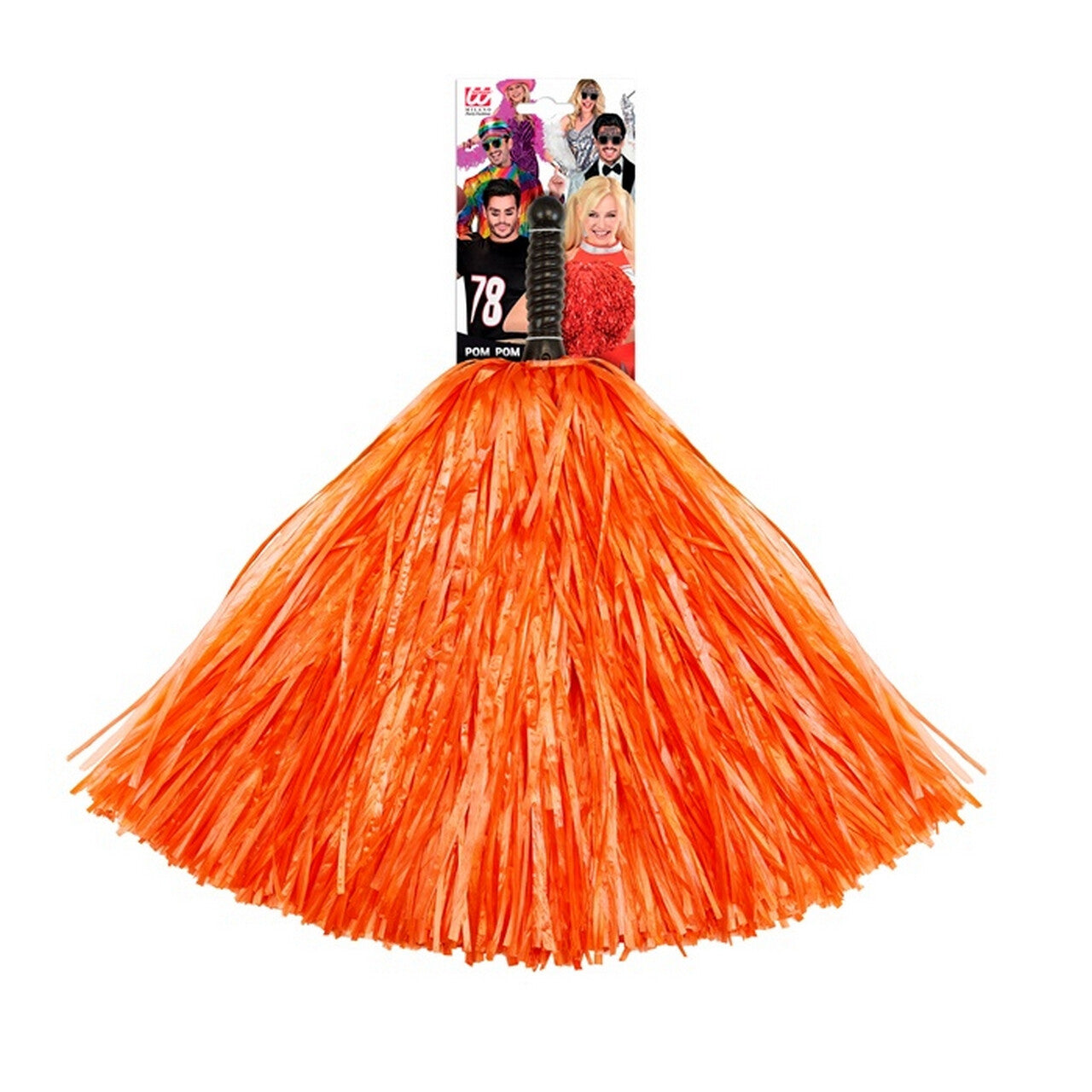 Op deze afbeelding zie je een Accessoires, van het merk Widmann. Cheerleader Pom Pom Oranje 1 Stuk