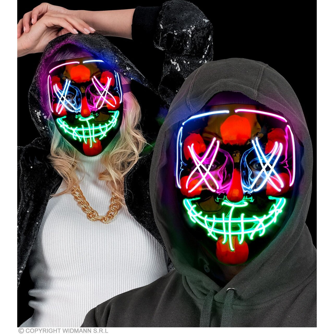 Op deze afbeelding zie je een Accessoires, van het merk Widmann. The Purge Masker Met Gekleurd Licht