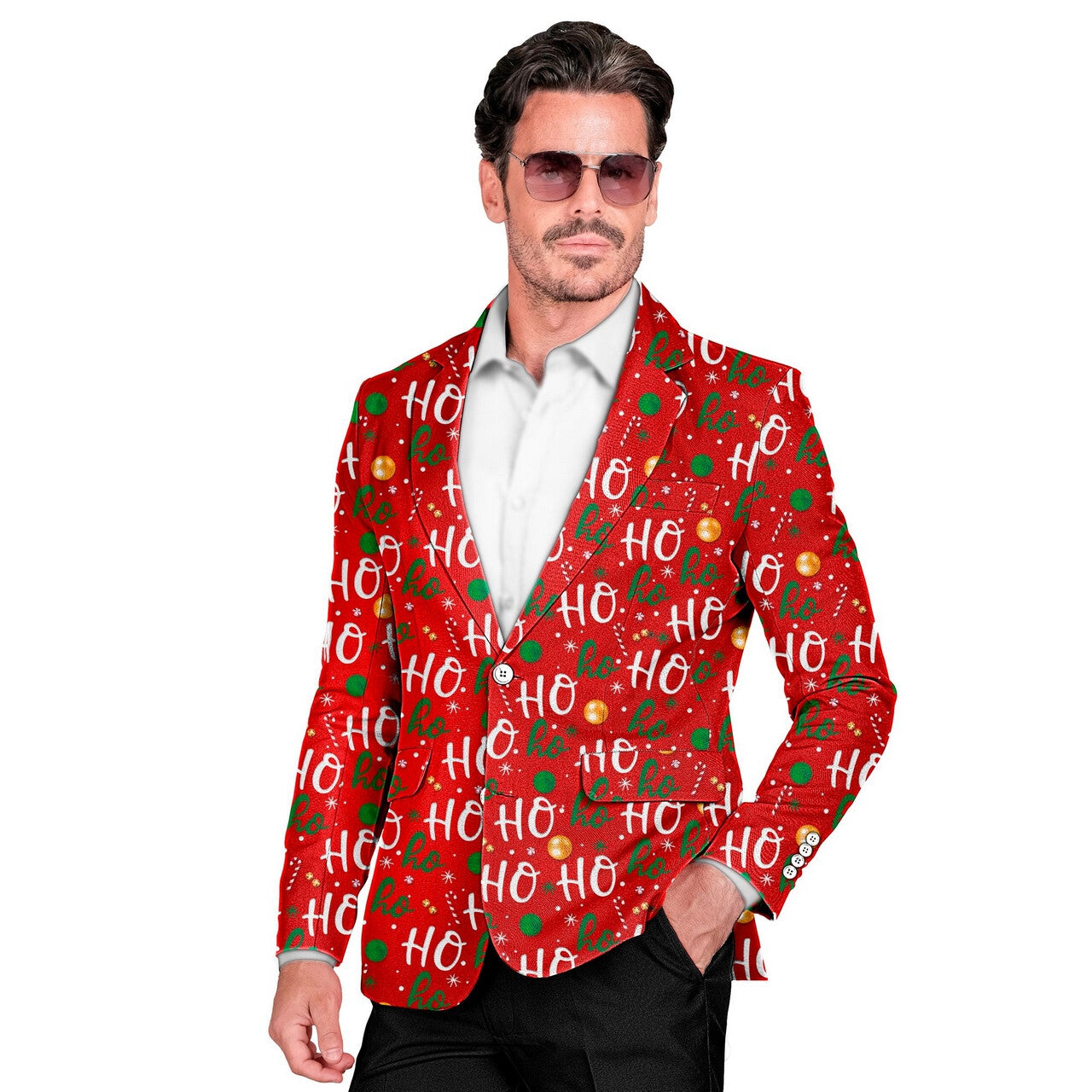 Op deze afbeelding zie je een Kostuums, van het merk Widmann. Ho Ho Santa Komt Zo Colbert Man
