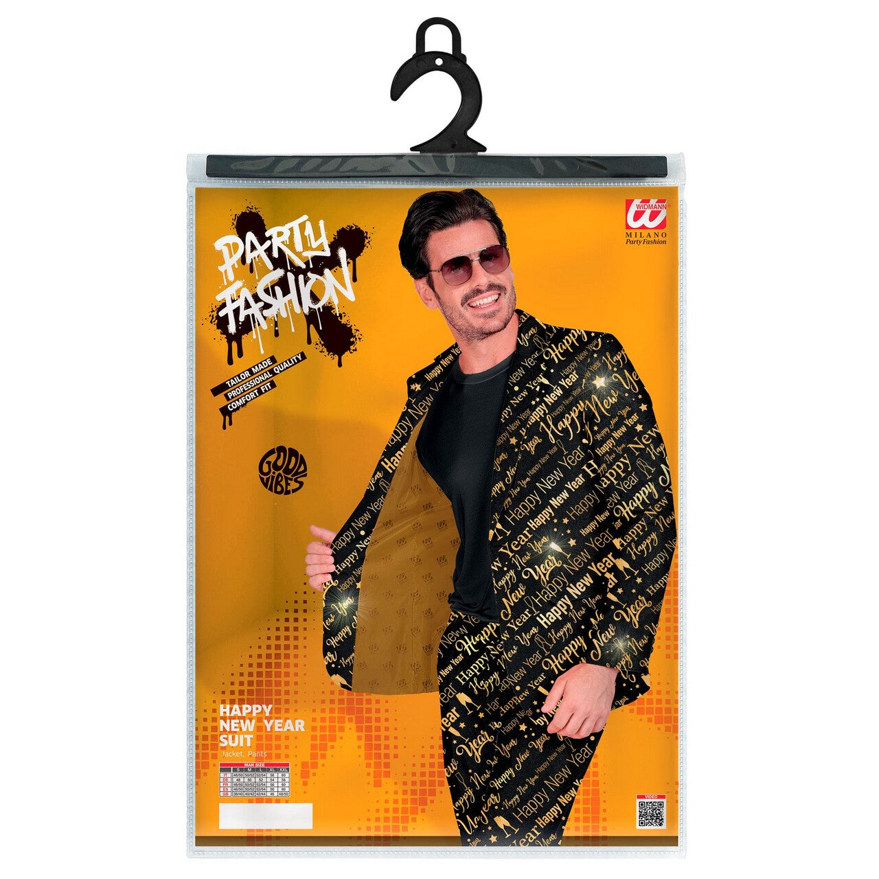 Op deze afbeelding zie je een Kostuums, van het merk Widmann. Happy New Year Golden Shimmer Man Kostuum