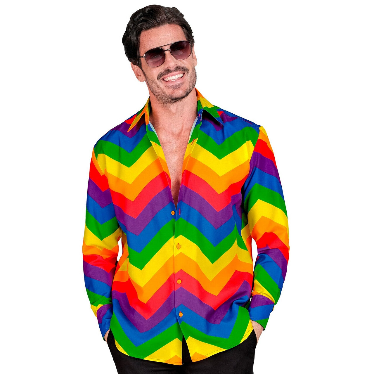Op deze afbeelding zie je een Kostuums, van het merk Widmann. Zig Zag Zack Party Overhemd Man