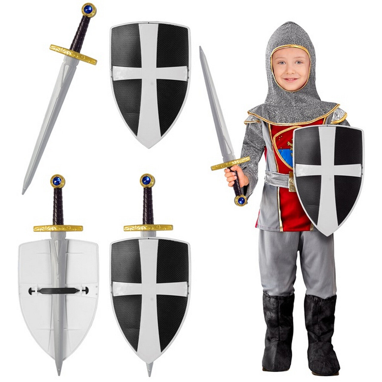Op deze afbeelding zie je een Accessoires, van het merk Widmann. Kruisvaarder Set Zwaar En Schild