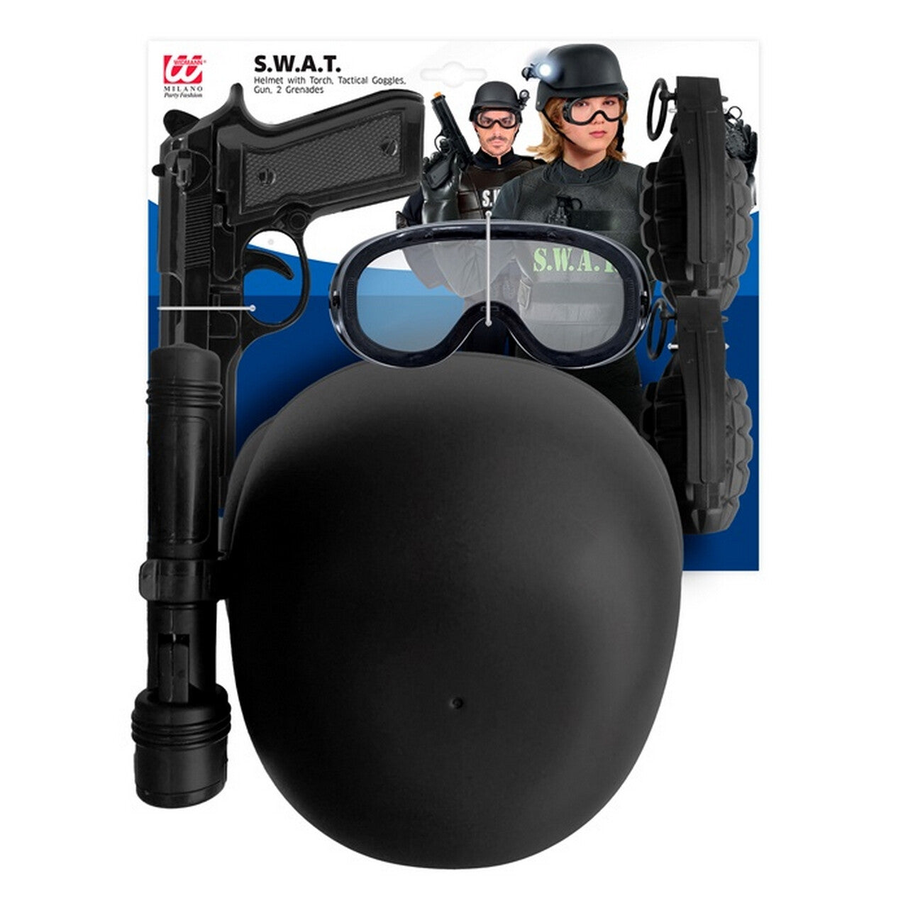 Op deze afbeelding zie je een Accessoires, van het merk Widmann. Special Swat Accessoire Set