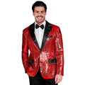 Showmaster Zirkus Zauberer Paillettenjacke Rot Herren