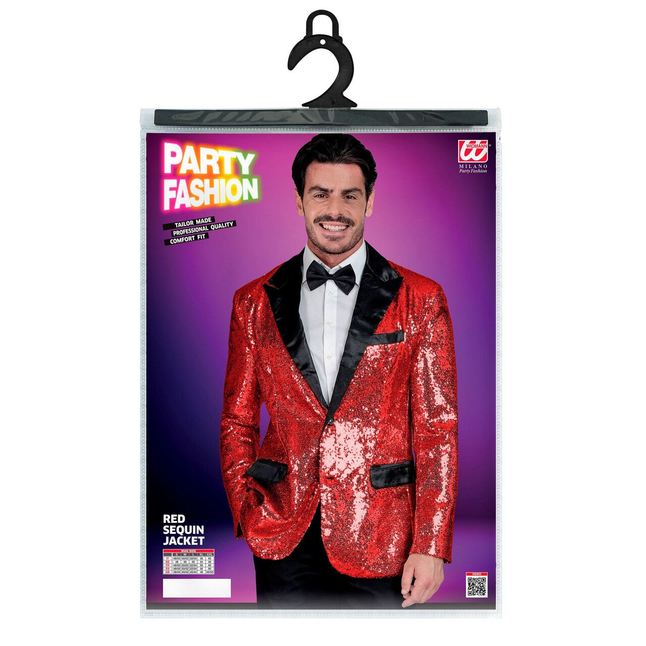 Op deze afbeelding zie je een Kostuums, van het merk Widmann. Showmaster Circus Goochelaar Pailletten Colbert Rood Man