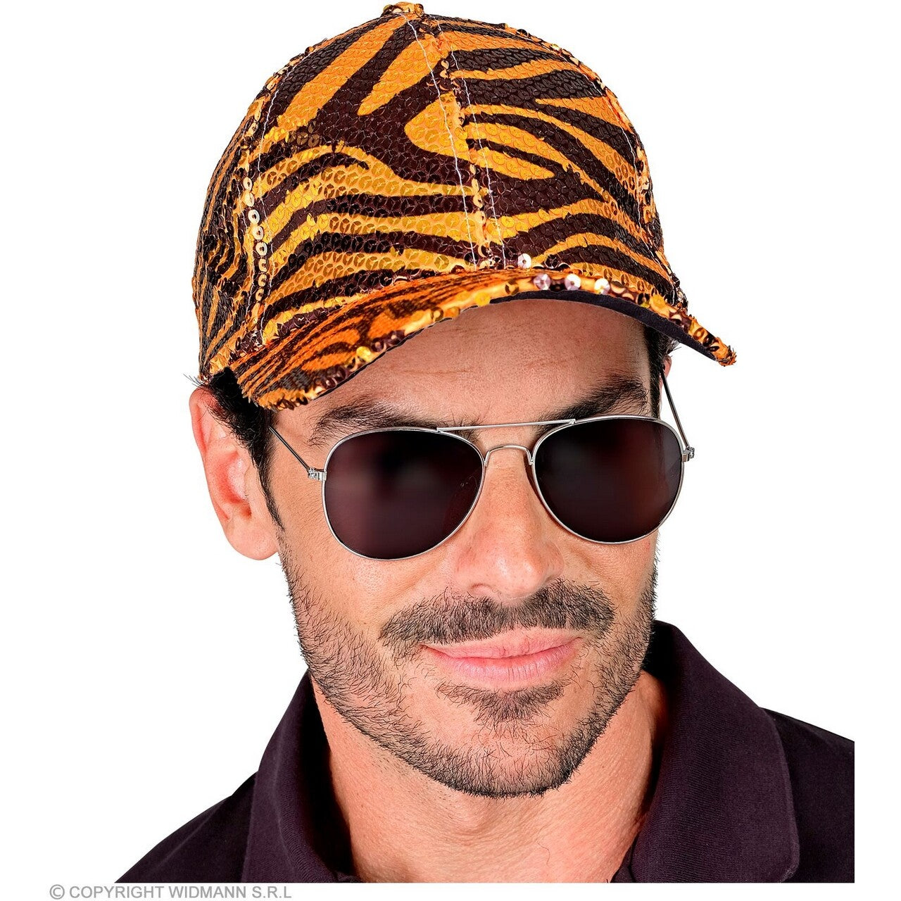 Op deze afbeelding zie je een Accessoires, van het merk Widmann. Pailletten Pet Wilde Tijger