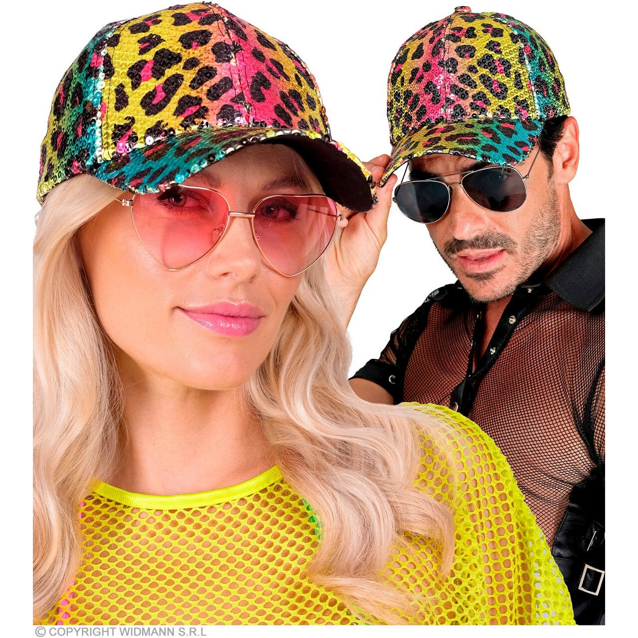 Op deze afbeelding zie je een Accessoires, van het merk Widmann. Pailletten Pet Regenboog Safari