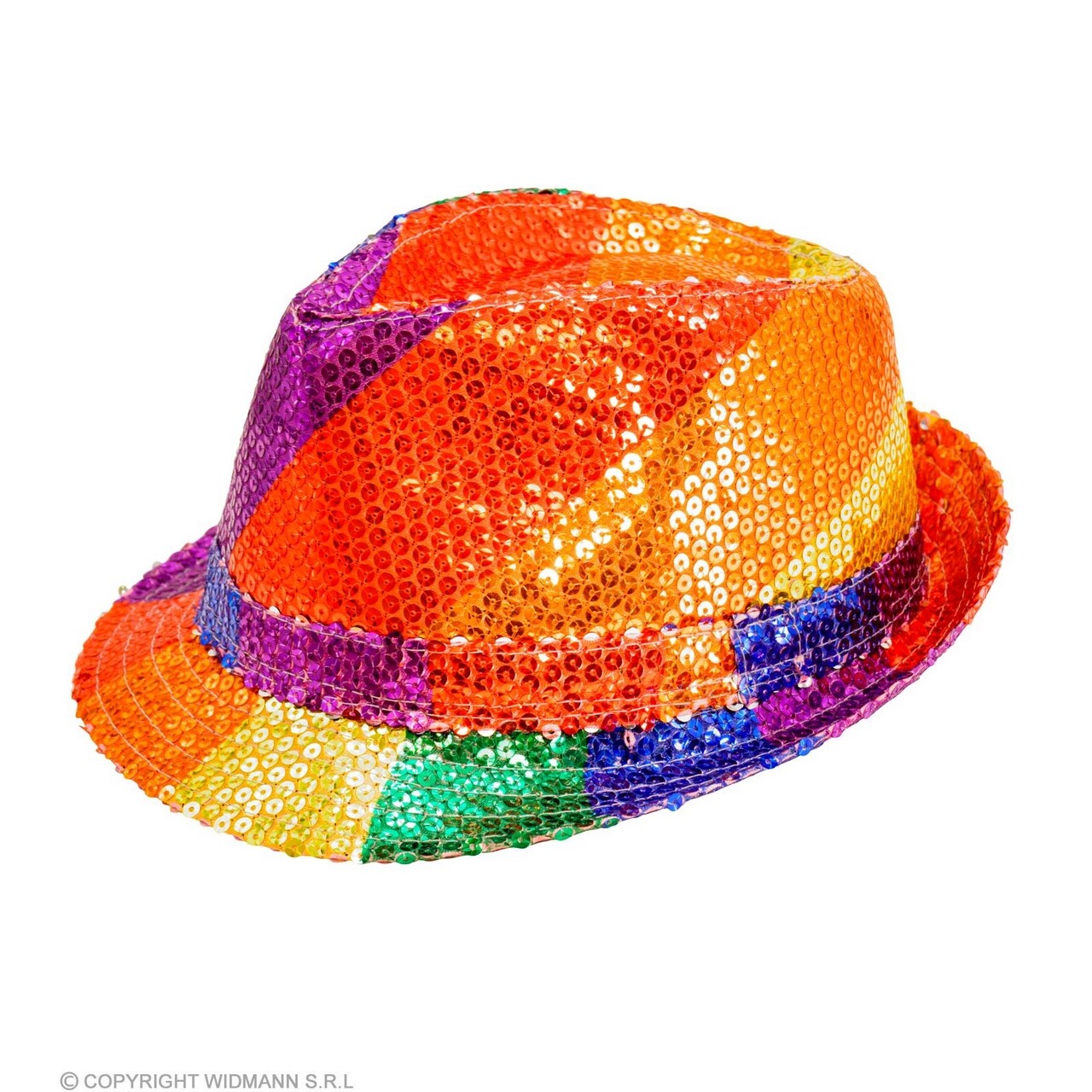 Op deze afbeelding zie je een Accessoires, van het merk Widmann. Pailletten Gangster Hoed Regenboog