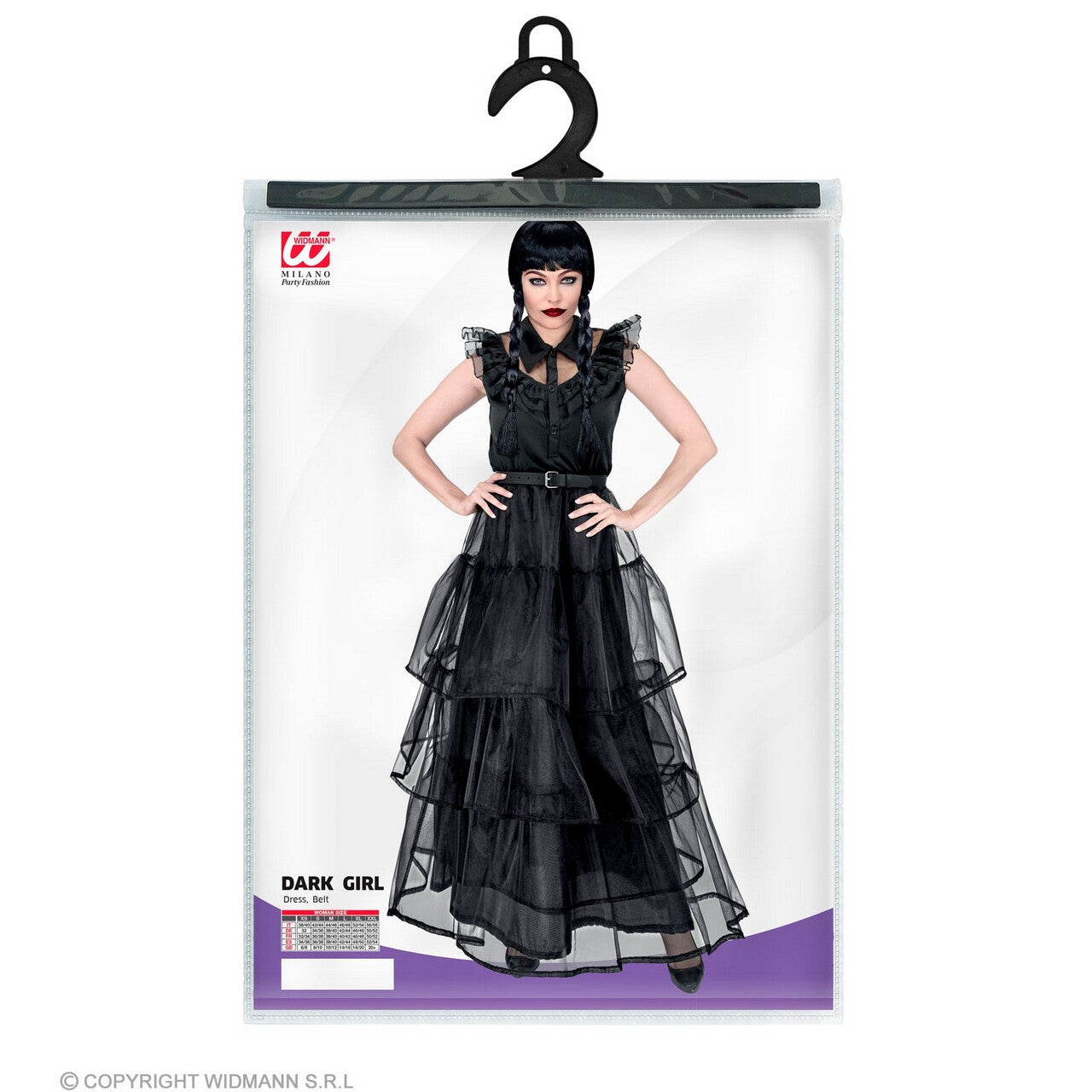 Op deze afbeelding zie je een Kostuums, van het merk Widmann. Gothic Party Wednesday Vrouw Kostuum