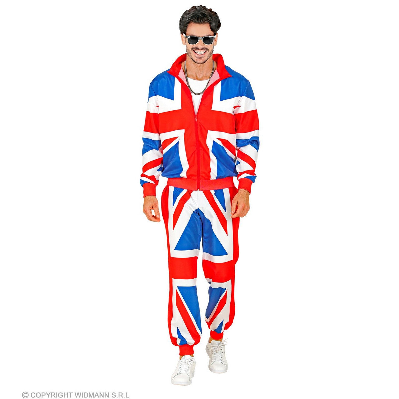 Op deze afbeelding zie je een Kostuums, van het merk Widmann. Union Jack Star Team Trainingspak Kostuum