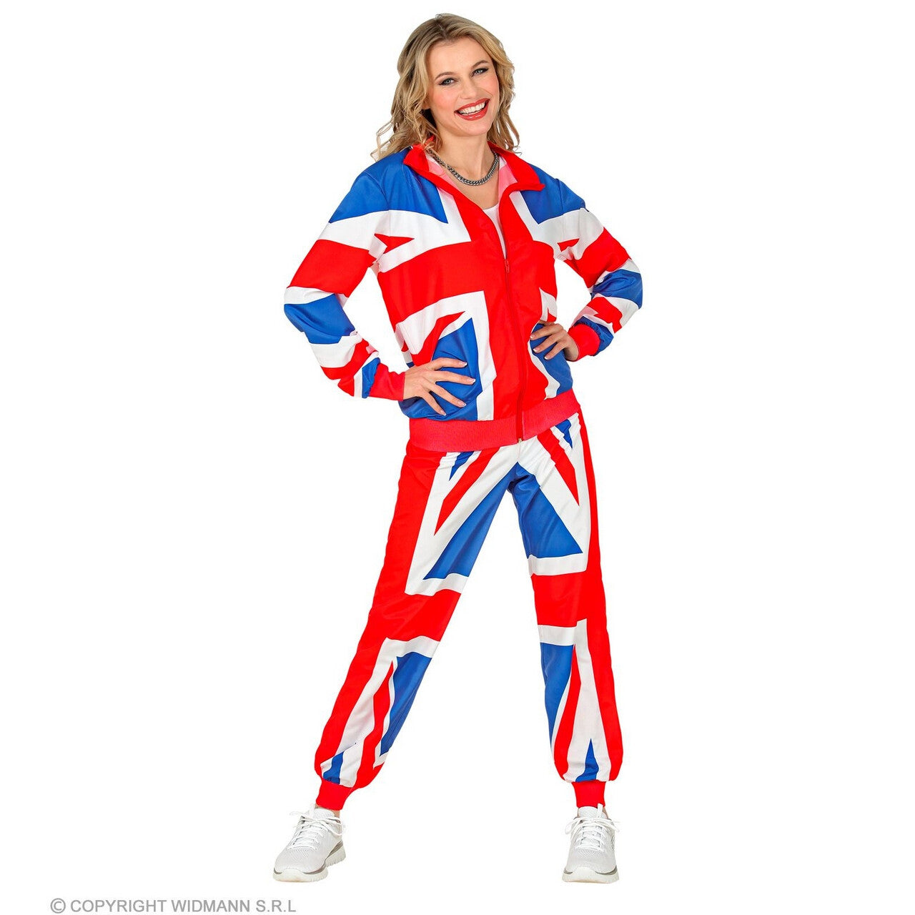 Op deze afbeelding zie je een Kostuums, van het merk Widmann. Union Jack Star Team Trainingspak Kostuum