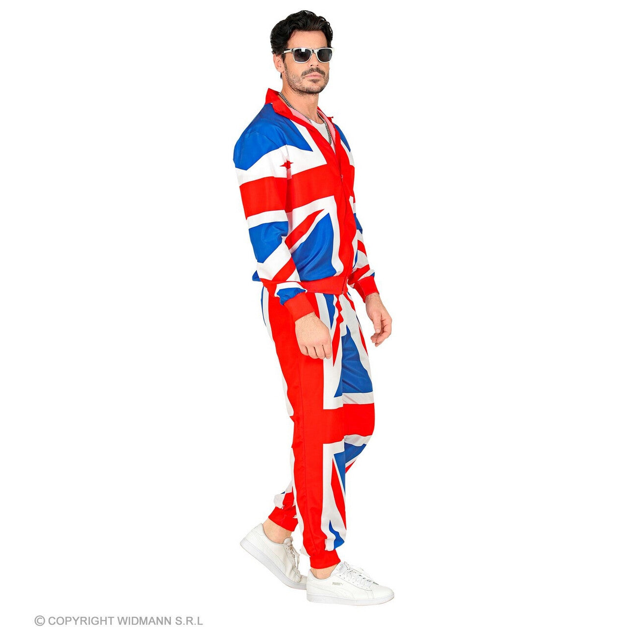 Op deze afbeelding zie je een Kostuums, van het merk Widmann. Union Jack Star Team Trainingspak Kostuum