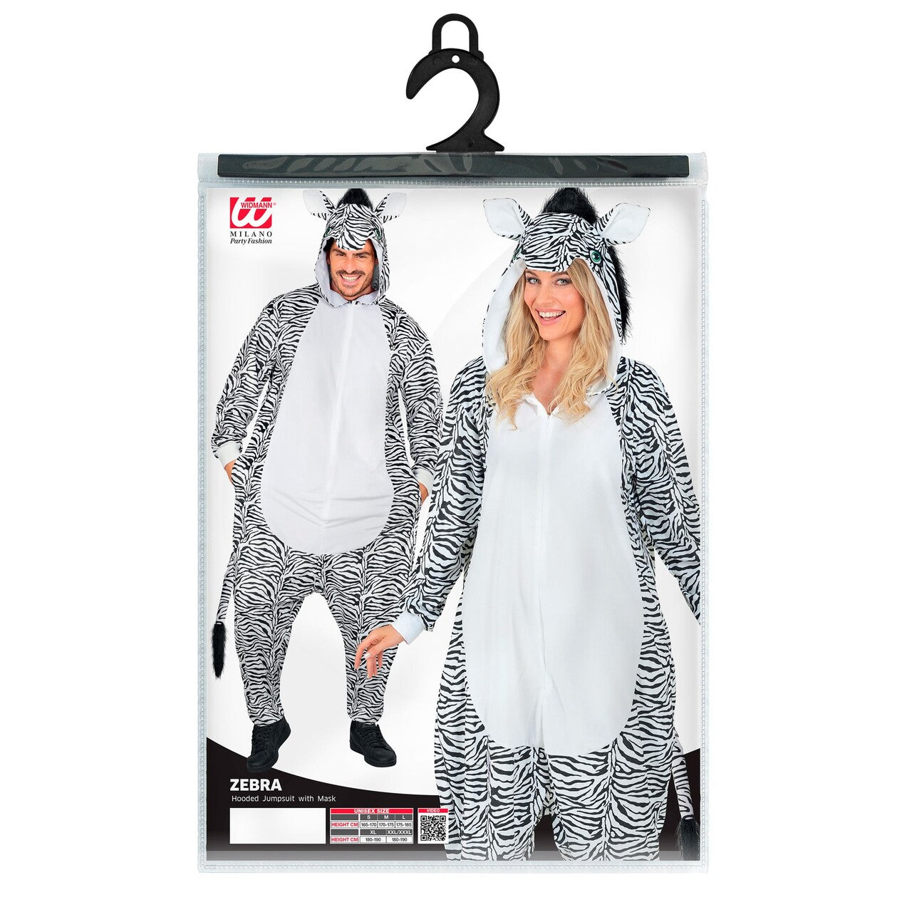 Op deze afbeelding zie je een Kostuums, van het merk Widmann. Comofort Zebra Onesie Kostuum