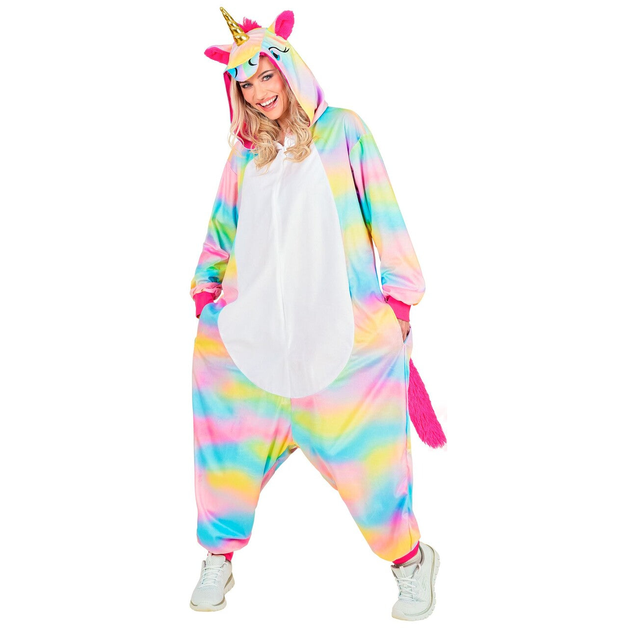 Op deze afbeelding zie je een Kostuums, van het merk Widmann. Fabeldier Eenhoorn Onesie Kostuum