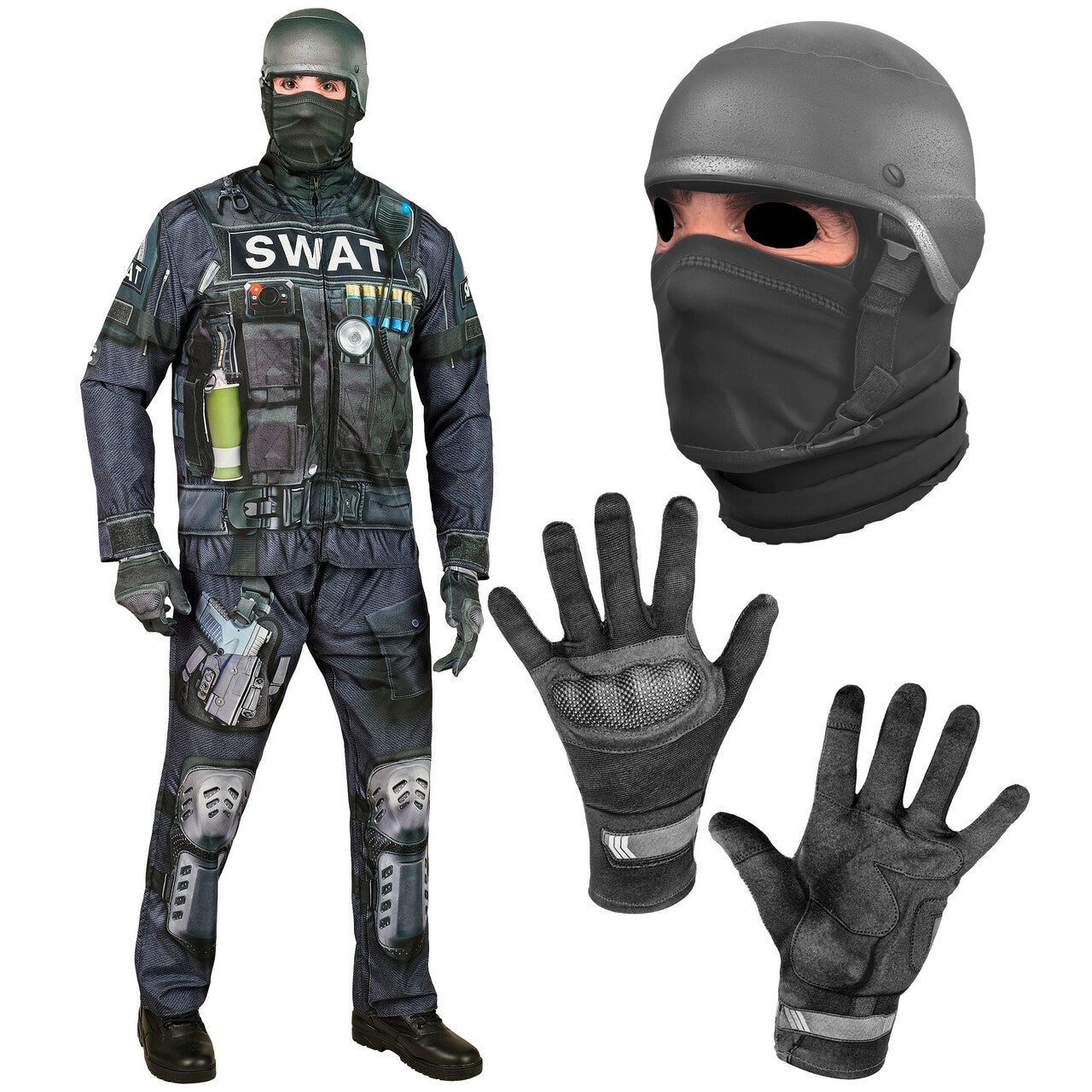 Op deze afbeelding zie je een Kostuums, van het merk Widmann. Special Swat Team Man Kostuum