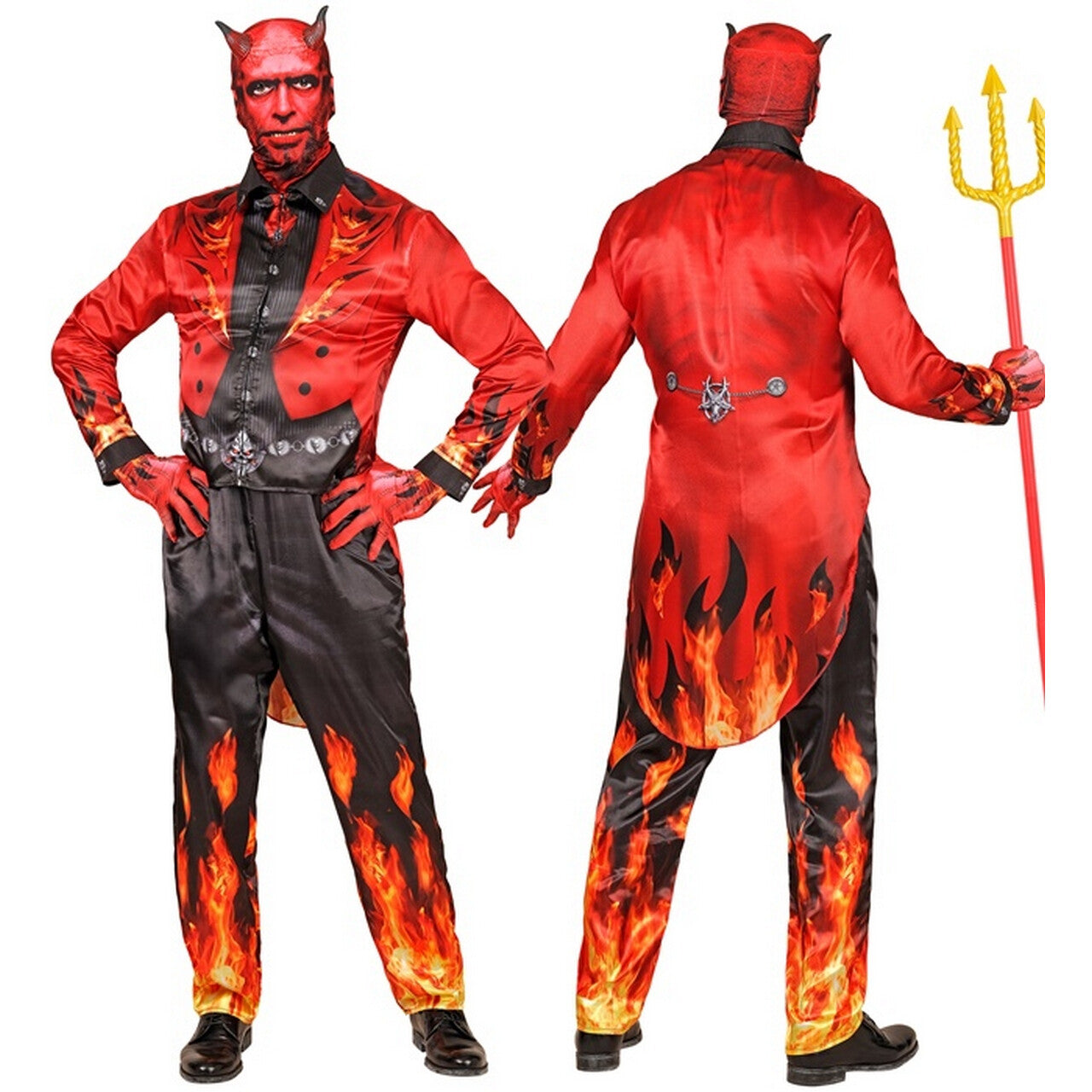 Op deze afbeelding zie je een Kostuums, van het merk Widmann. Devil On Fire Man Kostuum