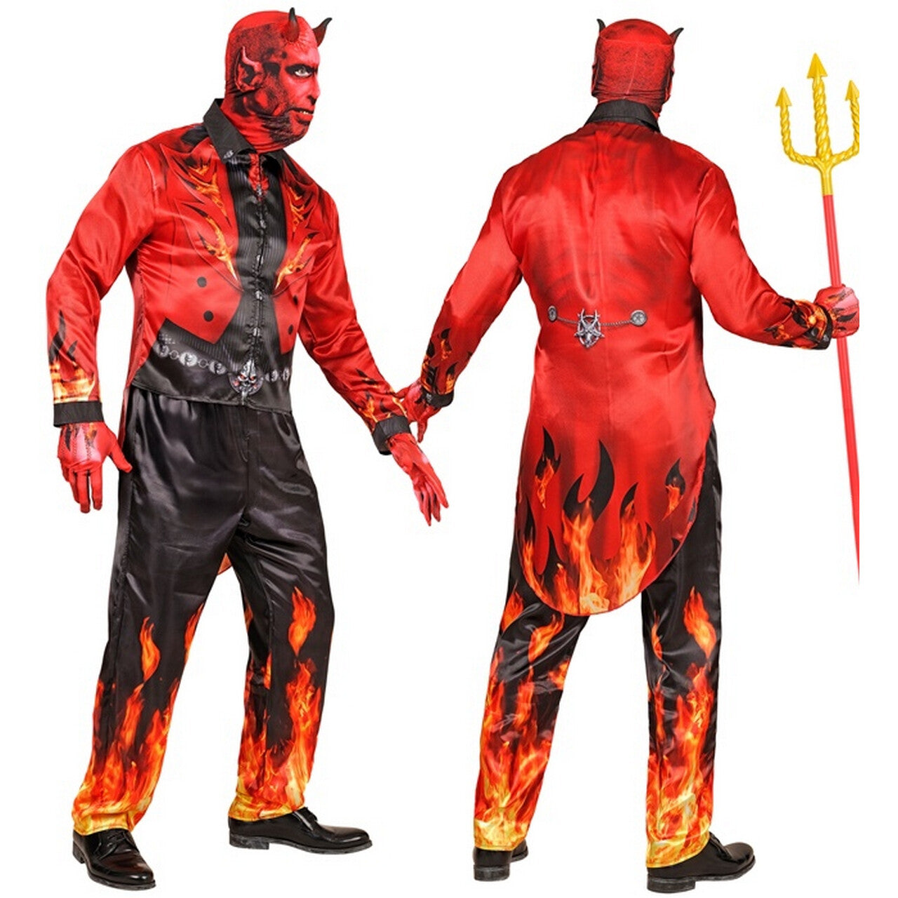 Op deze afbeelding zie je een Kostuums, van het merk Widmann. Devil On Fire Man Kostuum